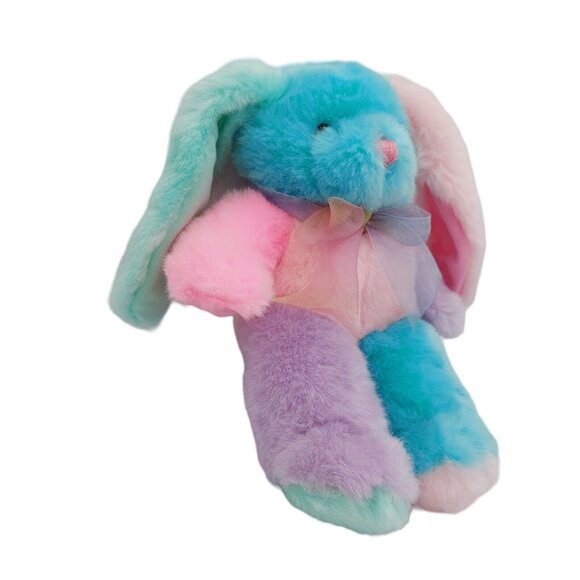 Main Joy Ltd Multi-colored Bunny Rabbit Plush Stuffed Animal Toy Color Block 10" - Picture 3 of 7